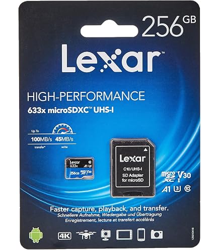 Amazon | Lexar 256GB ブルー マイクロSDカード 最大160MB/秒