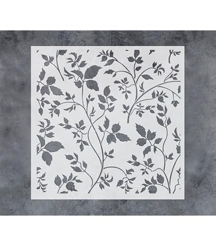 GSS Designs Flourish Leaf Stencil - 12x12 Inch Reusable Painting Template For Walls & Crafts