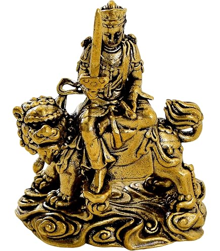 Amazon｜桧木精彫 文殊菩薩＋普賢菩薩 仏像 高さ26cm – 木彫り 十二支