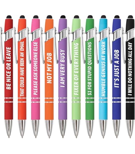 C R Gibson Novelty Ball Point Ink Pens Humorous Sayings In White Font Pink Orange 4 Pack Funny Writing Instruments Np 9 25505 - View #12