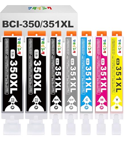 Amazon.co.jp: Canon キヤノン用 BCI-351XL(BK/C/M/Y/GY) + BCI