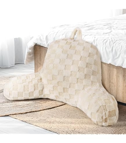 Bed Reading Pillow AELS Faux Fur Reading Pillow Cover Striped