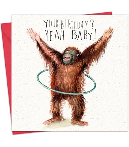 Old English Co. Funny Happy Birthday Dad Card - Gorilla 'Coolest Dad' Birthday Greeting Card For Him Men - Humorous Animal Birthday Card For Dad From