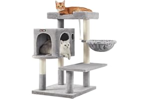 FEANDREA キャットタワー据え置き 多頭飼い 大型猫用 大きい猫にピッタリ 巨大ハウス 広い見晴らし台 多頭飼いPCT042