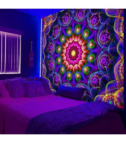 Amazon.co.jp: OSVINO ブラックライト 命の木 タペストリー 180X230CM