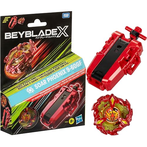 Beyblade X Soar Phoenix 9-60GF Deluxe String Launcher Set with Attack Type Right-Spinning Top Toy; Great Gift for 8 Year Old 