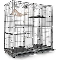 Amazon.co.jp: キャットケージ 2段 自由組み合わせ 幅広設計 猫 猫