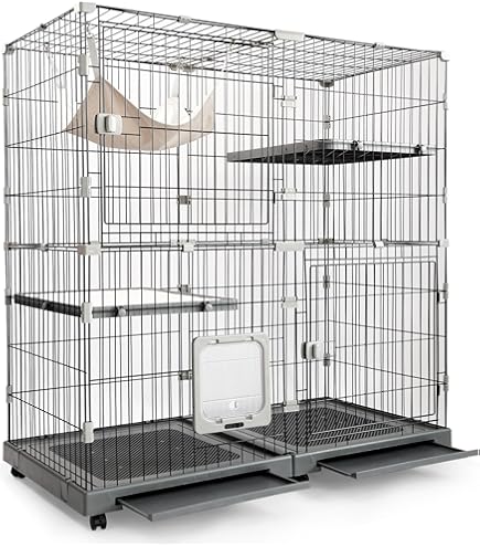 新品　猫ケージ キャットケージ 2段 幅広設計 自由組み合わせ864-160 Amazon.co.jp: Purlove 猫 ケージ キャットケージ 2段 幅広設計