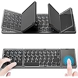 ​Bluetooth折りたたみ式ワイヤレスキーボード タッチパッド搭載 Type-C充電キーボード 3台同時接続可能 Windows iOS Andriod対応 多機種対応 英語配列、日本語説明書付きiPad/ノートPC/タブレット/スマホ対応
