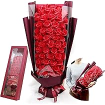 Amazon｜ソープフラワー 花束 枯れない薔薇 60本 大きい ローズ