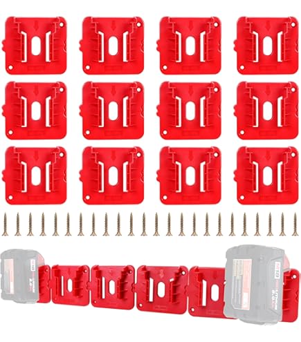 Commander Tool & Garage – Milwaukee M18 Tool Holder, Wall Mount Plate Organizer, 10-Pack, Black, USA Made