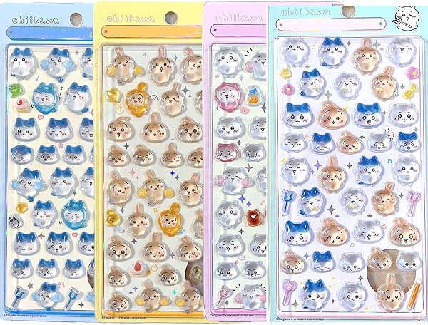 3D Stickers Cute Chrome Stickers, Set of 4, Mobile Phone Decoration, DIY, Notebook, Stickable, Crafting Supplies Large Capacity, Smartphone Case Notebook, diy, Gift Prize (SX2) - 1