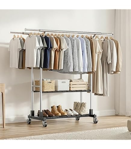 Amazon｜mopam ハンガーラック 伸縮式 80cm ごと伸縮自在 パイプ