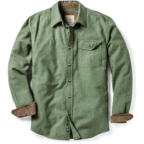 CQR Men's All Cotton Flannel Shirt, Long Sleeve Casual Button Up Plaid Shirt, Brushed Soft Outdoor Shirts