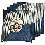 JOYDREAMDESIGN 座布団カバー 55 59 5枚セット フクロウA ブルー 日本製 55x59 セット