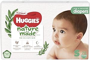 Huggies Platinum Naturemade Tape Diapers, S, 70ct (Pack of 3)