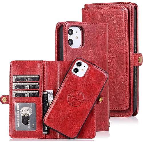Cavor for iPhone 11 Wallet Case,2 in 1 Magnetic Detachable Case Leather Flip Cover with Stand Feature & Card Slots & Wristlet
