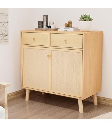 Amazon.co.jp: Giantex キャビネット 竹製 サイドボード マグネット式  