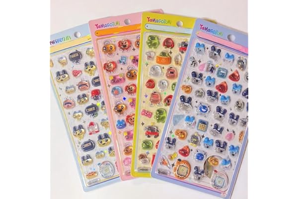 Winnges たまごっち 3dシール 立体シールまめっち めめっち くちばっち 可愛い ぷくぷく ごほうび キラキラ ぷっくりステッカー 3D立体ステッカー 手帳 diy 贈り物ごほうび (G)