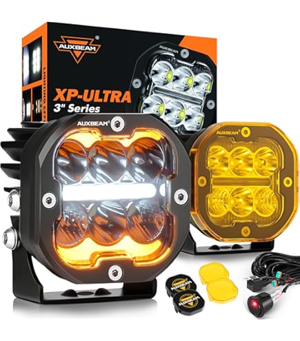 AUXBEAM 3インチ LEDライト フォグ 作業灯 キューブポッド Amazon.co.jp: Auxbeam LED ポッド 3インチ 72W アンバー フォグライト