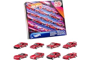 ホットウィール(Hot Wheels) マテル80周年 8パック 乗り物おもちゃ ミニカー 8台入り 3歳から レッド JGK09