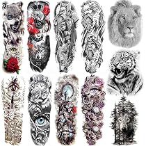 COKTAK 11 Sheets Cool Full Arm Temporary Tattoos For Men Body ...