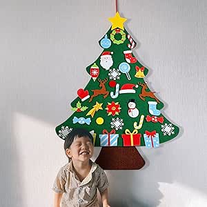 Amazon Co Jp クリスマスツリー飾り フェルトクリスマスツリー 手作りdiy 高さ約１メートル ひも掛け タペストリー おもちゃ