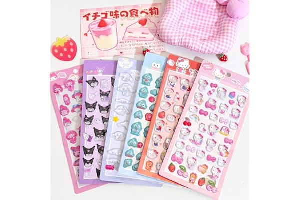 Hanyuan 3dシール 立体シール ぷくぷくぷっくり かわいい 6枚セット 立体 おしゃれ デコシール ごほうび 子供 貼り付け可能 贈り物 手帳 携帯 DIY用 手帳用 貼り付け可能 女の子 No.01