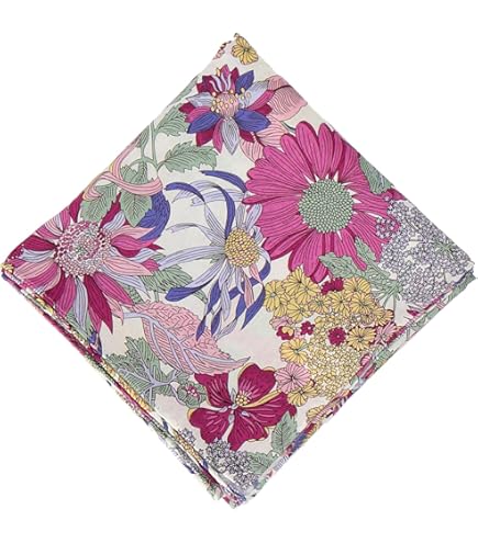 Amazon.co.jp: リバティ花柄ハンカチ（紫、ピンク、黄、緑