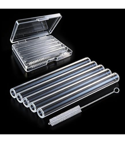 12mm OD Glass Tube Stems 4 Inch Long - 12 Piece Set With Cleaning Brushes