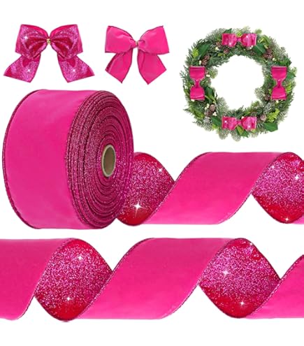 Amazon.co.jp: Ribli ピンクラメ ワイヤードリボン メタリックエッジ