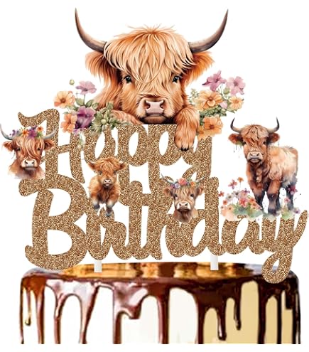 Highland Cow Birthday Decorations Set - Happy Birthday Banner & Garland, Boho Floral Farm Animal Party Decor - View #3