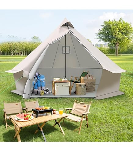 TOMOUNT Canvas Tent with Stove Jack Bell Tent Yurt 16.4ft*High10