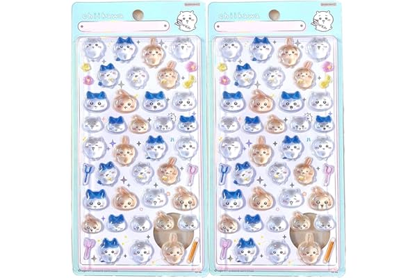 3dシール 可愛いシールちいかわ 2枚セット 携帯電話飾り用 DIY用 手帳用 貼り付け可能 手芸用品大容量 スマホケース 手帳 diy 贈り物ごほうび (B)