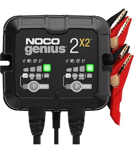 OptiMate2 DUO 2-Bank Battery Charger & Maintainer - 2A For 12V/12.8V Motorcycle, Car, Powersport Batteries