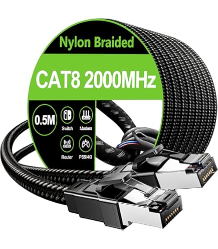Câble Ethernet 25m Cat 8 LAN RJ45, Câble Réseau SFTP Vitesse 40 Gbps