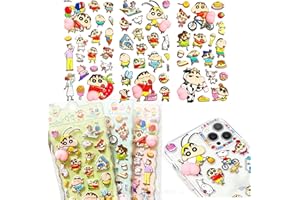 Minarena 3D立体シール 3枚セット ぷにぷにデコシール PVC製 ぷっくり触感 かわいいパステルデザイン 手帳DIY ノート スマホ 水筒 デコレーション用 貼り付け簡単 子供向け ギフト (E) [並行輸入品]