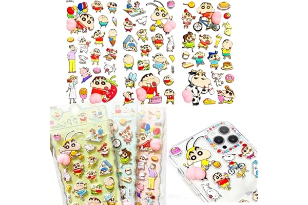 Minarena 3D立体シール 3枚セット ぷにぷにデコシール PVC製 ぷっくり触感 かわいいパステルデザイン 手帳DIY ノート スマホ 水筒 デコレーション用 貼り付け簡単 子供向け ギフト (E) [並行輸入品]