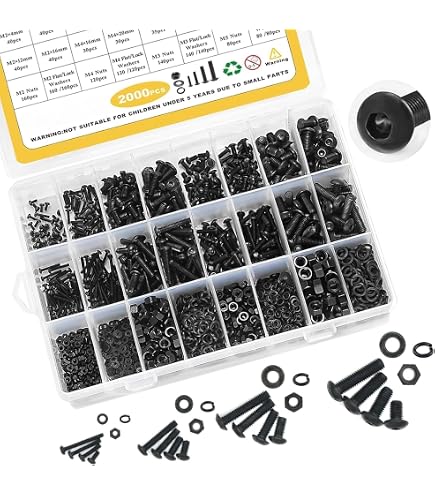 Bonost 2140-Piece Hardware Assortment Kit – Metric & SAE Machine Screws, Nuts, Bolts, Washers, Carbon Steel, Stackable Case, For Home & Shop
