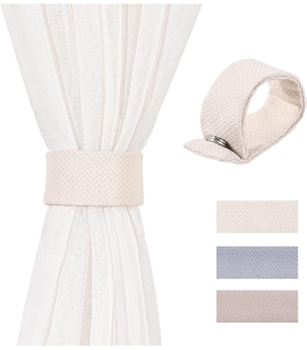 Xderlin Magnetic Curtain Tiebacks | Strong Holdback Bands For Drapes, Blackout & Sheer Curtains (White)