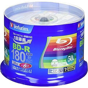 Verbatim バーベイタム 1回録画用 ブルーレイディスク BD-R 25GB 50枚 ホワイトプリンタブル 片面1層 1-6倍速 VBR130RP50V4