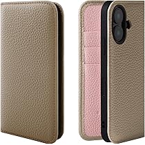 HANATORA iPhone16 ケース 手帳型 本革 スマホケース スマホ スタンド コードホルダー 付き シュリンクカーフレザー ギフト マグネットなし グレージュ + ピンク PH-16-Grege-PK ギフト 誕生日ギフト 女性 彼女 お母さん お父さん 人気商品 30代 40代 50代 60代 70代 Amazon.co.jp: HANATORA iPhone16 ケース 手帳型 本革 スマホケース