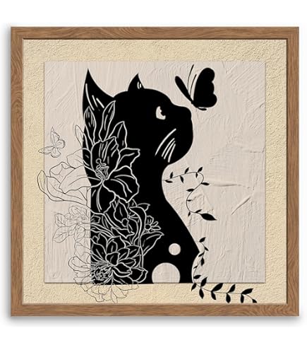 Amazon.co.jp: XBUMHOAL レディキャットウォールアート 抽象オレンジ猫