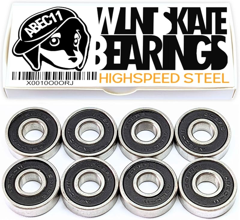 WalnutSkate スケボー ベアリング ABEC11/ABEC9/ABEC7/【国内ブランド】スケートボード インラインスケート ロングボード サーフスケート クルーザー ランバイク 低粘度 ルーブ スピード SKATE BEARINGS (ABEC11 (BLACK))