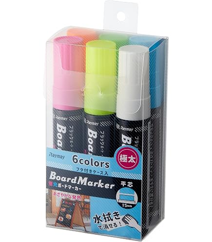 Amazon.co.jp: 蛍光ボードマーカー 極太 6色セット [ 蛍光 マーカー