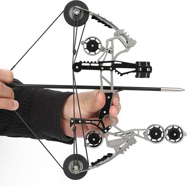 HNZMDY Mini Compound Bow, Mini Archery Bow and Arrow Set, Range 30-50m, Right/Left Handed Target Shooting Hunting Game Pocket Bow Archery Gift - 1