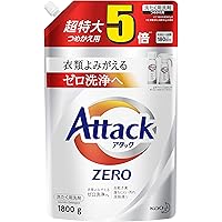 【大容量】アタック ZERO(ゼロ) 洗濯洗剤 液体 詰め替え 1800g(約5倍分)