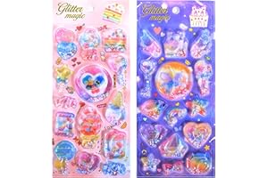 KRGNPLE 水入りシール ぷっくり ウォーターシール 3D 立体 2 枚入り 精巧な柄 手帳用装飾 DIY クリエイティブ ファッション 個性的 かわいい ギフト（セット 1）