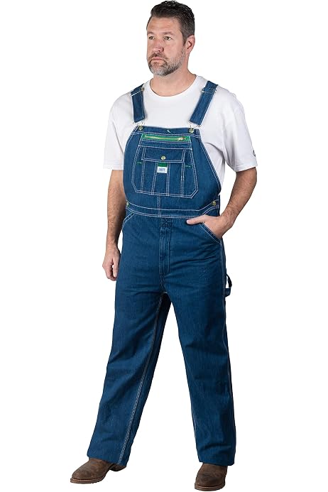 Washed Denim Bib Overalls Unlined R07 