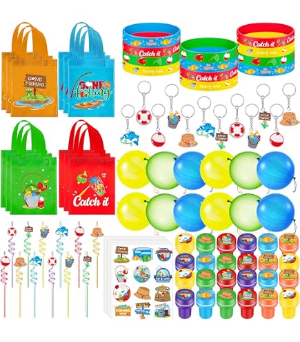 12 Fishing-Themed Gift Bags With Handles - Perfect For Fishing Party Favors, Birthday Decor, Ocean Theme - View #6